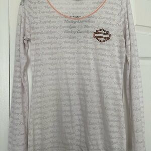 Harley-Davidson White and Orange Logo Long Sleeve